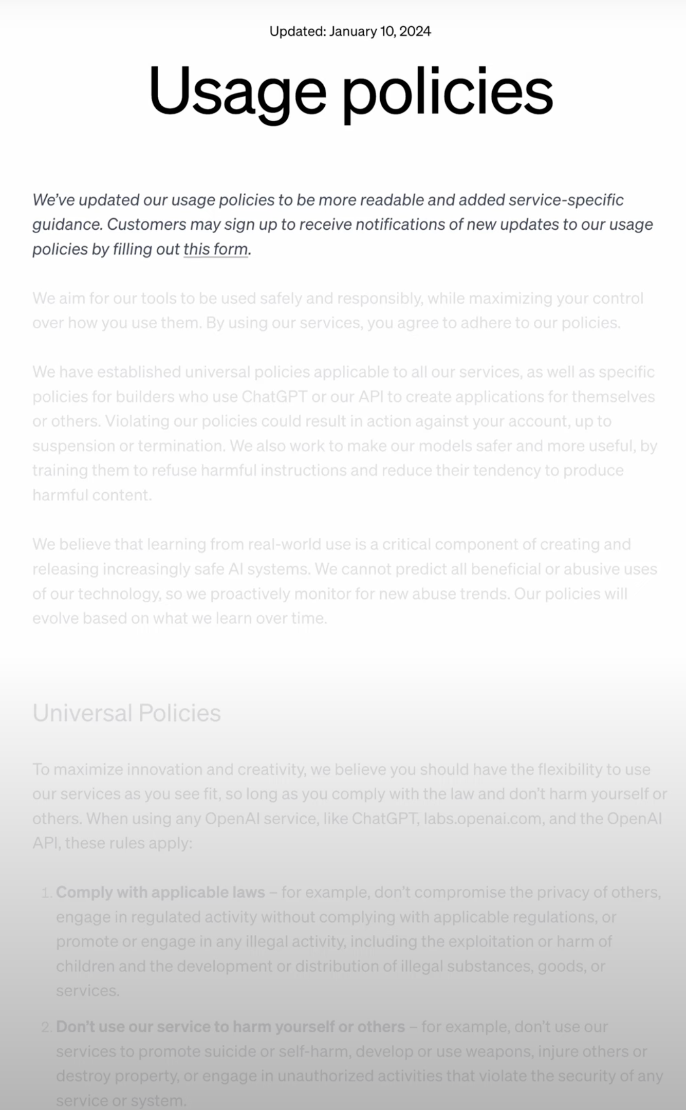 Terms & Condition Opera: A Legalese Libretto, OpenAI Usage Policies