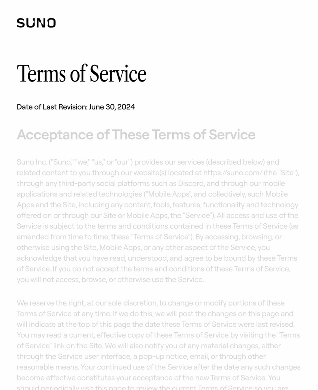 Terms &amp; Condition Suno: A Legalese Libretto, OpenAI Usage Policies