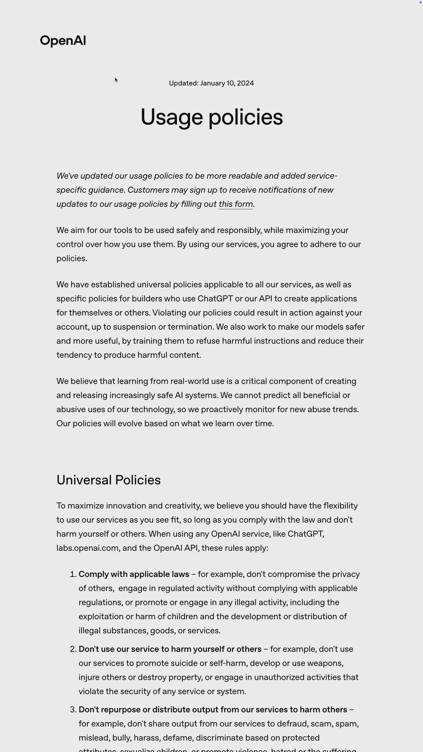 Terms &amp; Condition Opera: A Legalese Libretto, OpenAI Usage Policies